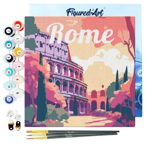 Figured ART Mini malování podle čísel - TRAVEL POSTER ROME 20 x 20 cm na rámu