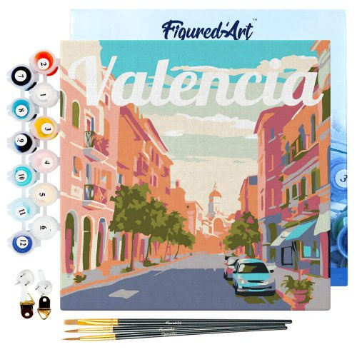 Figured ART Mini malování podle čísel - Travel Poster VALENCIA 20 x 20 cm na rámu