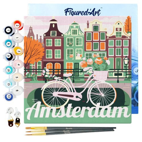 Figured ART Mini malování podle čísel - Travel Poster AMSTERDAM 20 x 20 cm na rámu