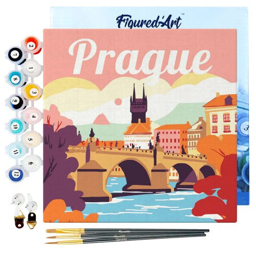 Figured ART Mini malování podle čísel - Travel Poster PRAHA 20 x 20 cm na rámu