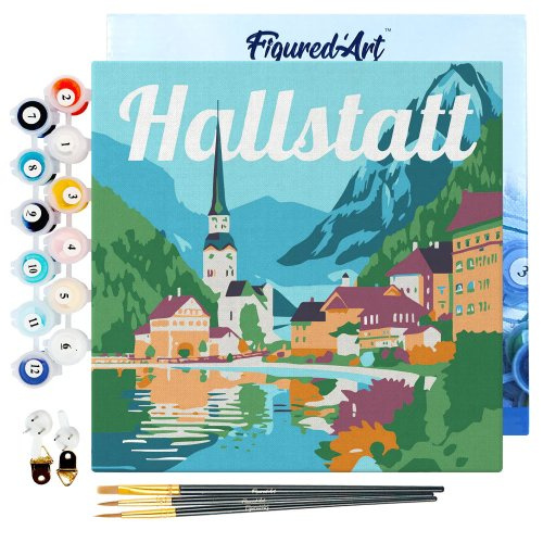 Figured ART Mini malování podle čísel - Travel Poster HALLSTADT 20 x 20 cm na rámu