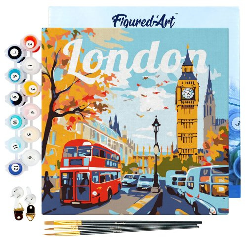 Figured ART Mini malování podle čísel - TRAVEL POSTER LONDON 20 x 20 cm na rámu