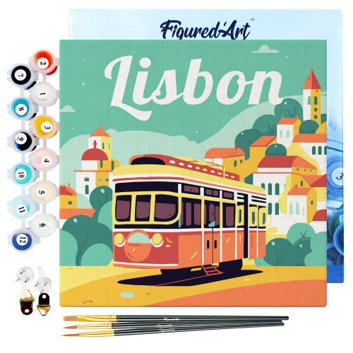 Figured ART Mini malování podle čísel - Travel Poster LISABON 20 x 20 cm na rámu