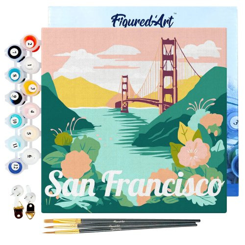 Figured ART Mini malování podle čísel - Travel Poster SAN FRANCISCO 20 x 20 cm na rámu