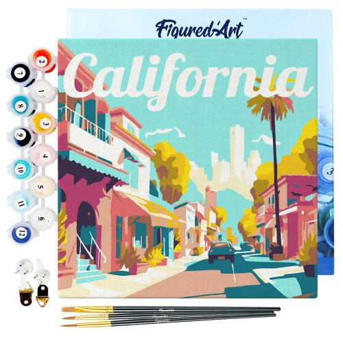 Figured ART Mini malování podle čísel - Travel Poster CALIFORNIA STREET 20 x 20 cm na rámu