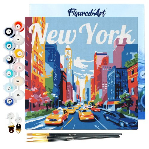 Figured ART Mini malování podle čísel - TRAVEL POSTER NEW YORK CITY 20 x 20 cm na rámu