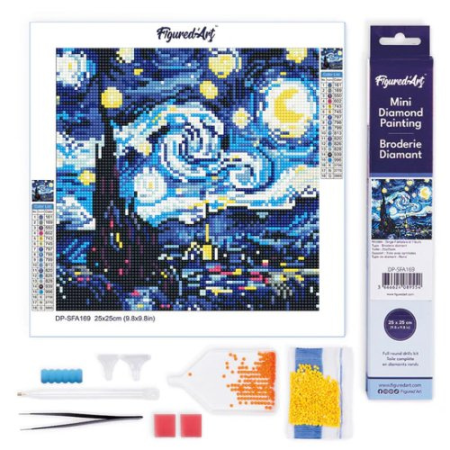 Figured ART Mini diamantové malování - ZÁŘÍCÍ HVĚZDNÁ NOC bez rámu 25 x 25 cm