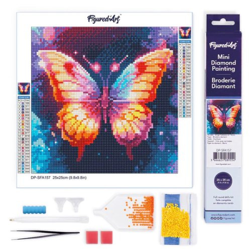 Figured ART Mini diamantové malování - TŘPYTIVÝ MOTÝL bez rámu 25 x 25 cm