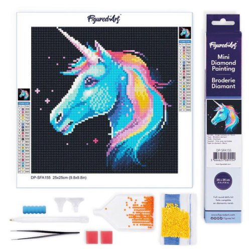 Figured ART Mini diamantové malování - JEDNOROŽEC bez rámu 25 x 25 cm