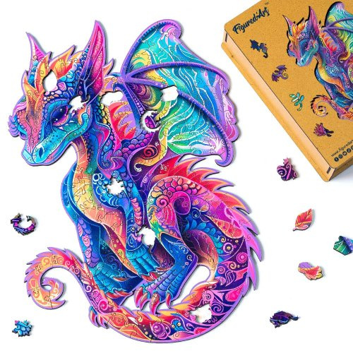 Figured ART Dřevěné puzzle 2D sada - ZÁŘIVÝ DRAK