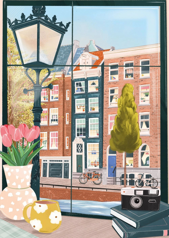 Puzzle Pohled na Amsterdam z Kavárny 500 dílků