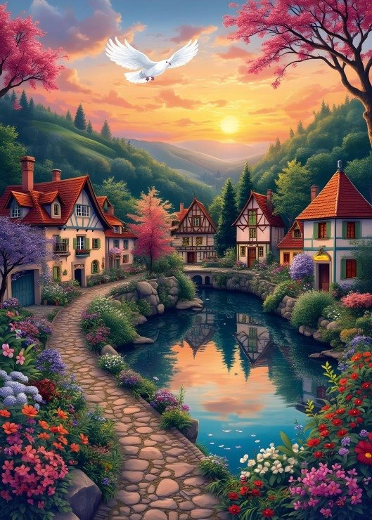 Puzzle Vesnice u Vody 500 dílků