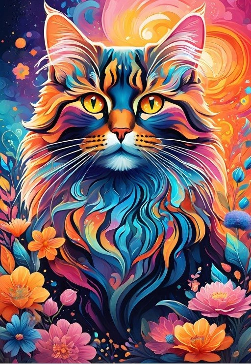Puzzle Barevná kočka 1000 dílků