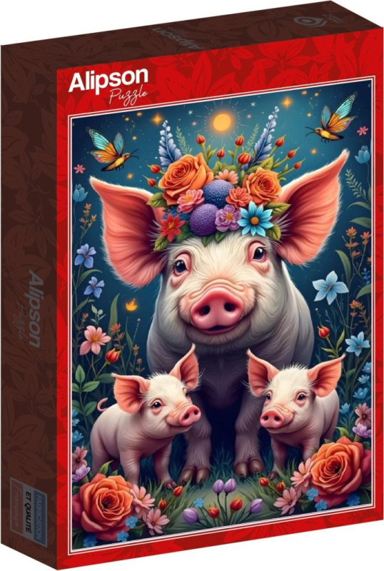 Puzzle prasečí rodinka na procházce 1000 dílků
