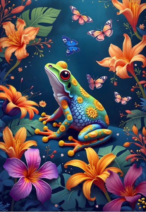 Puzzle žabka a motýlci 1000 dílků