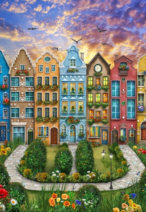 Alipson puzzle duhová vesnice 1000 dílků