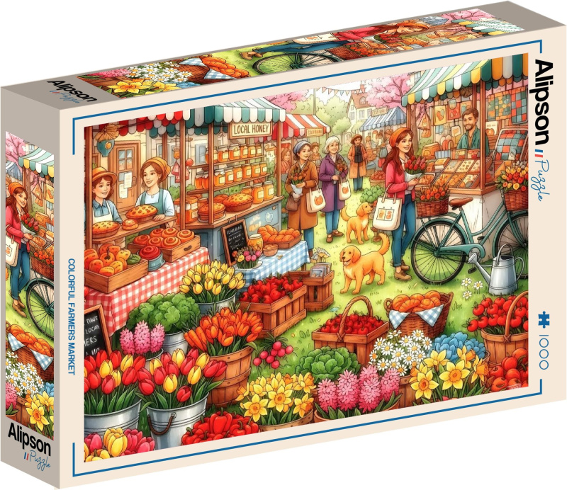 Puzzle Alipson 1000 dílků Barevný farmářský trh