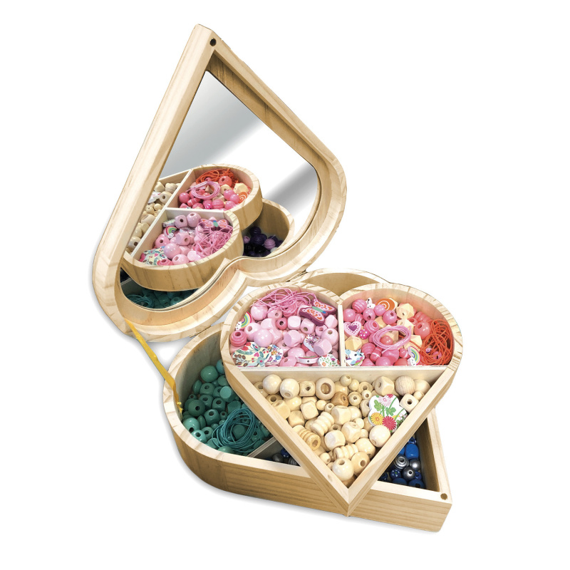 Sycomore Korálky mnoha tvarů v dřevěné krabičce - Srdce