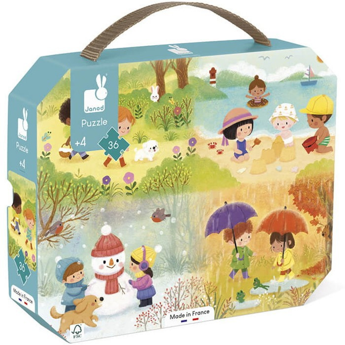 Puzzle v kufříku - Čtyři roční období, 36 dílků (Janod)