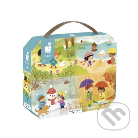 Puzzle v kufříku - Čtyři roční období, 36 dílků (Janod)