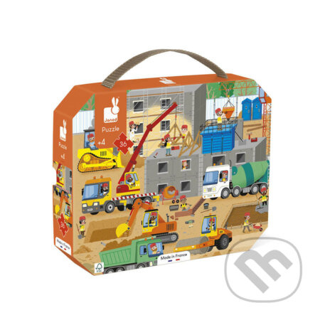 Puzzle v kufříku - Na stavbě, 36 dílků (Janod)