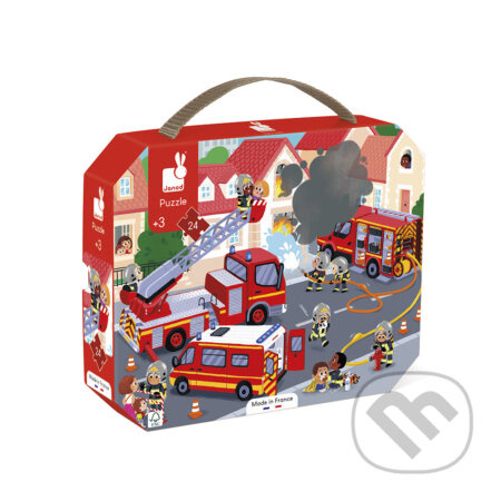 Puzzle v kufříku - Požárníci, 24 dílků (Janod)