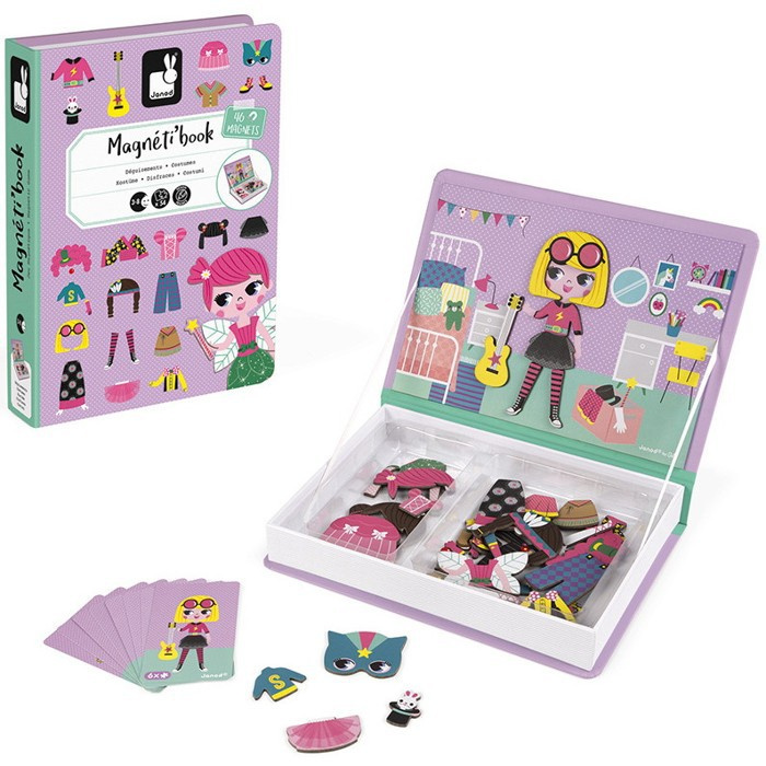 Puzzle magnetické - Kniha, Oblékání dívky (Janod)