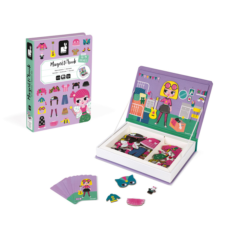 Puzzle magnetické - Kniha, Oblékání dívky (Janod)