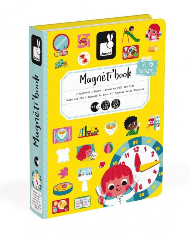 Puzzle magnetické - Kniha, Hodiny (Janod)