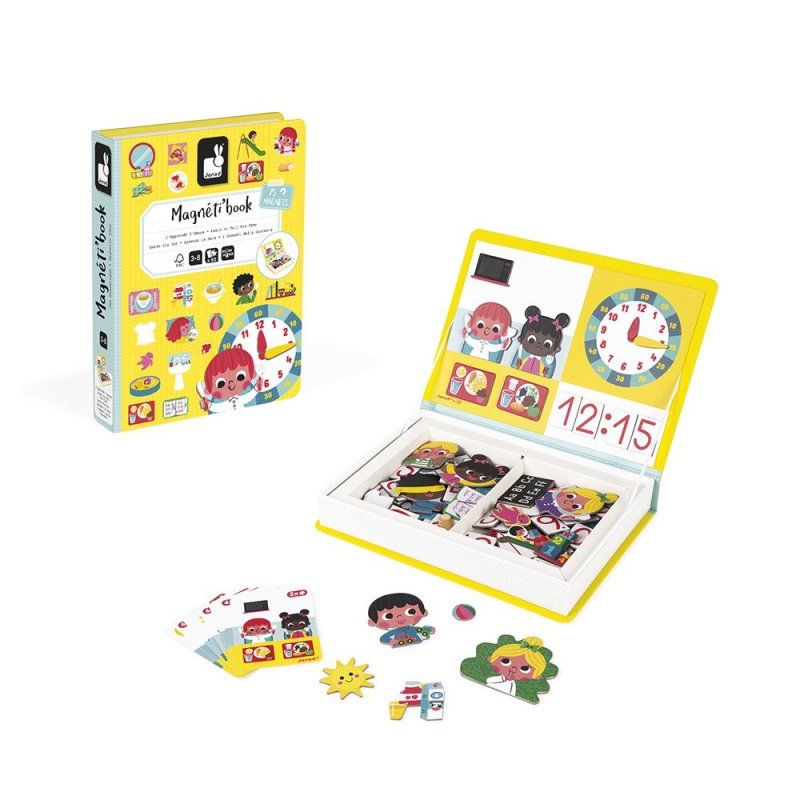 Puzzle magnetické - Kniha, Hodiny (Janod)