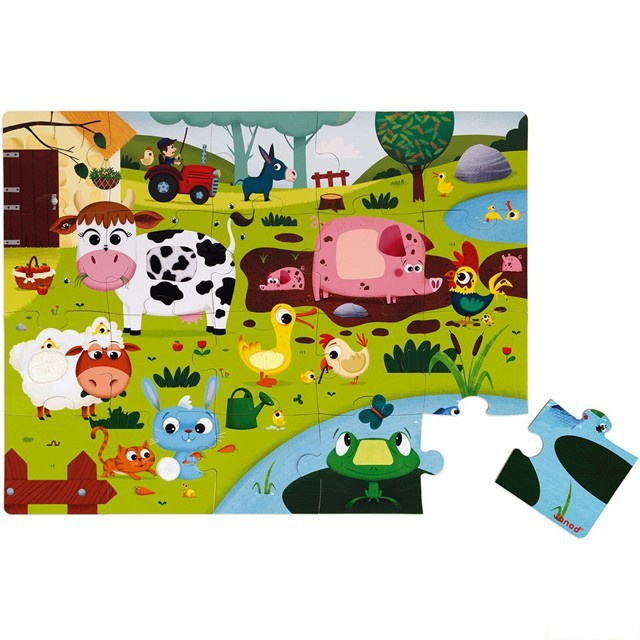 JANOD Hmatové puzzle Zvířátka na farmě 20 dílků
