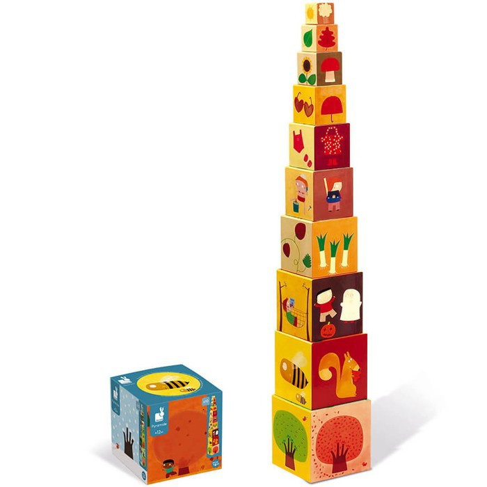 Pyramida z kartónu - Čtyři roční období, 10 kostek (Janod)