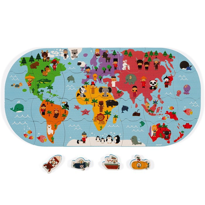JANOD Puzzle do vany Mapa světa 28 dílků