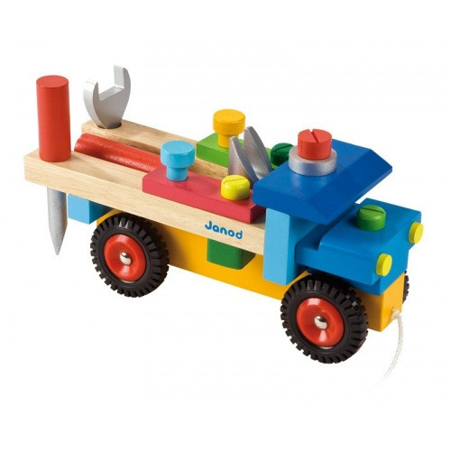 Auto montážní - Nákladní s nářadím, barevné (Janod)