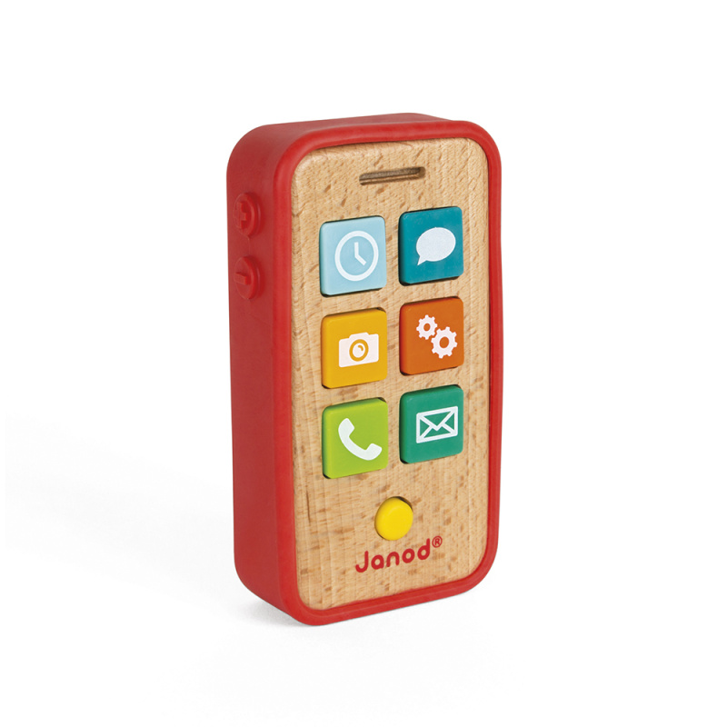 Telefon dětský - Dřevěný se zvuky a obalem (Janod)