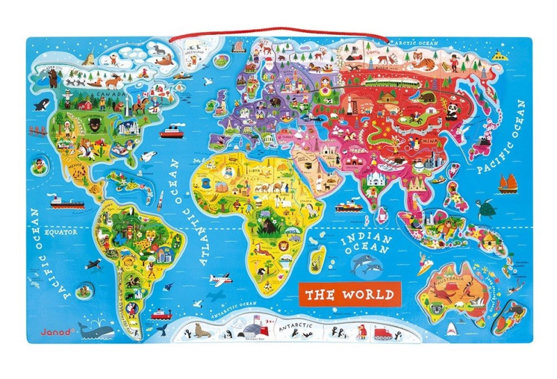 JANOD Magnetická Mapa světa v angličtině