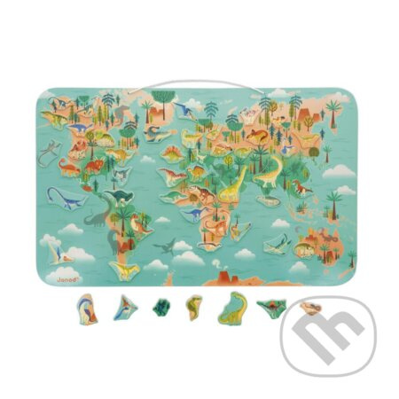 Mapa Dinosaury sveta Dino 50 ks magnetiek (Janod Magnetická hračka) - hra z kategorie Vzdělávací hry
