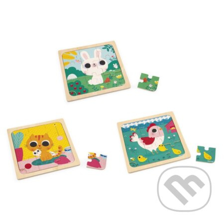 Trio Zvieratká (Janod Drevené puzzle s predlohou pre najmenších) - puzzle z kategorie Maxi dílky