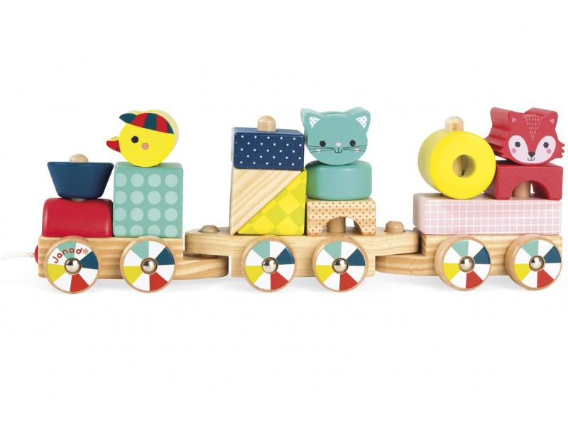 Dřevěný skládací vláček se zvířátky