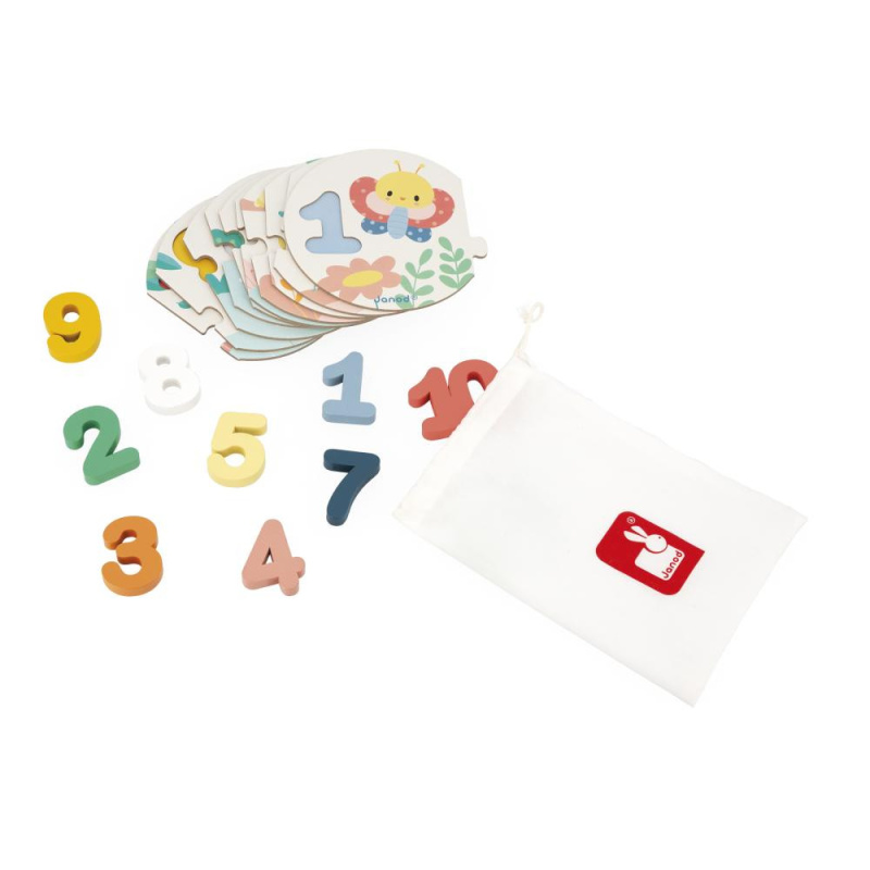 JANOD Vkládací puzzle Moje první čísla 2v1 (10+10 dílků)