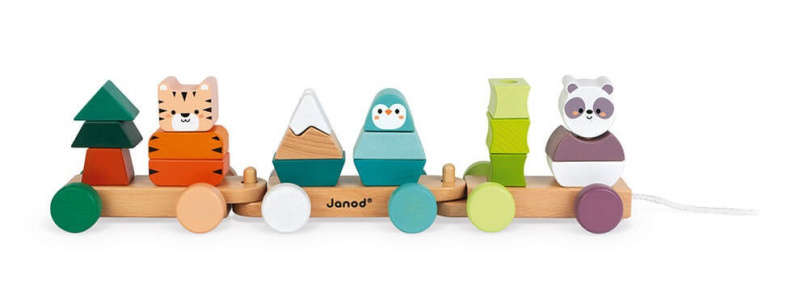 Dřevěný vláček se zvířátky