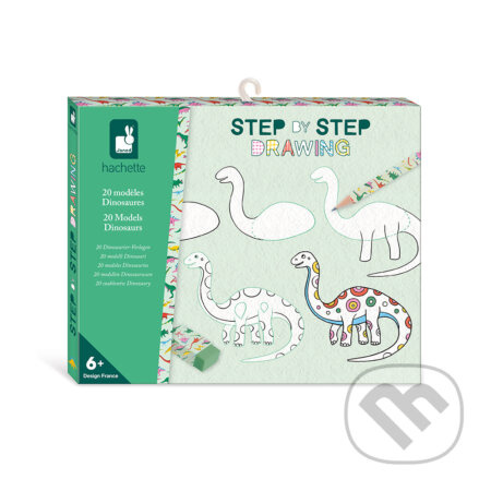 Kreslenie krok za krokom Dinosaury od 6 rokov (Janod Step by step Kreatívna sada) - hra z kategorie Vzdělávací hry