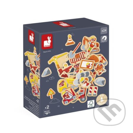 Drevené magnetky pre deti Na stavbe 24 ks