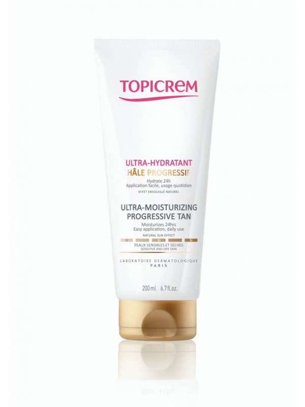 Topicrem UH BODY Ultra-Moisturizing Progressive Tan hydratační samoopalovací mléko pro suchou a citlivou pokožku 200 ml