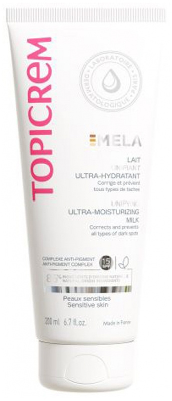 Topicrem MELA Unifying Ultra-Moisturizing Milk SPF15 hydratační mléko proti pigmentovým skvrnám SPF 15 200 ml
