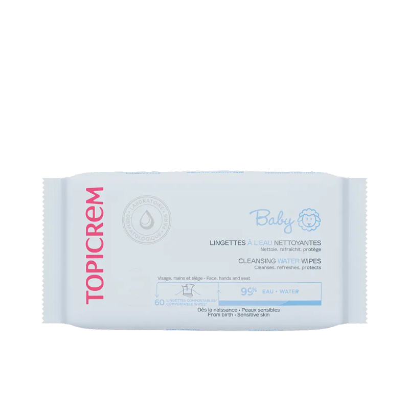 Topicrem BABY Cleansing Water Wipes vlhčené čisticí ubrousky pro děti 60 ks
