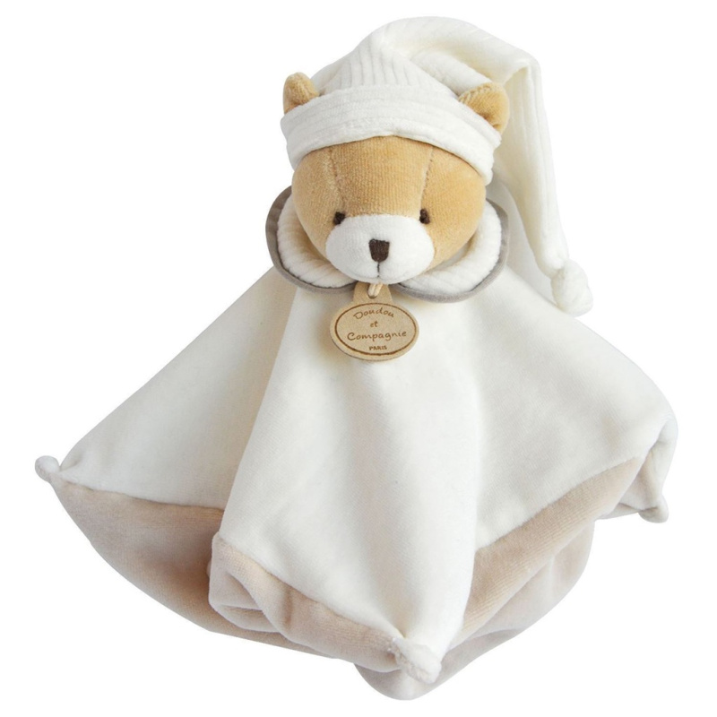 Doudou et Compagnie Paris Doudou dárková sada plyšový muchláček šedý Medvídek 25 cm