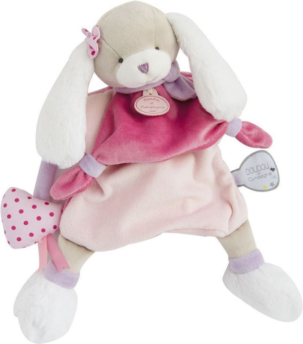 Doudou Plyšový maňásek pejsek růžový 28 cm