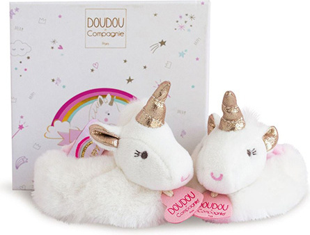Doudou et Compagnie Paris Doudou Dárková sada Sada botiček s chrastítky jednorožec 0-6 měsíců