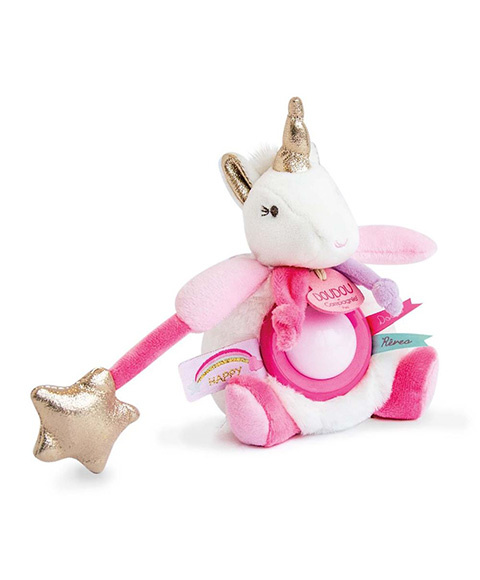 Doudou jednorožec s nočním světlem 22 cm